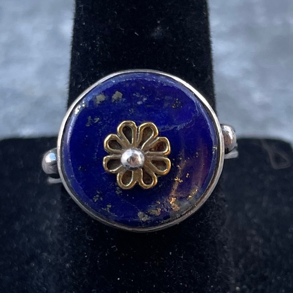 Size 7.5 Sterling Silver Lapis Brazil Ring - Picture 1 of 3